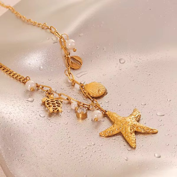 collier etoile de mer en acier inoxydable collier